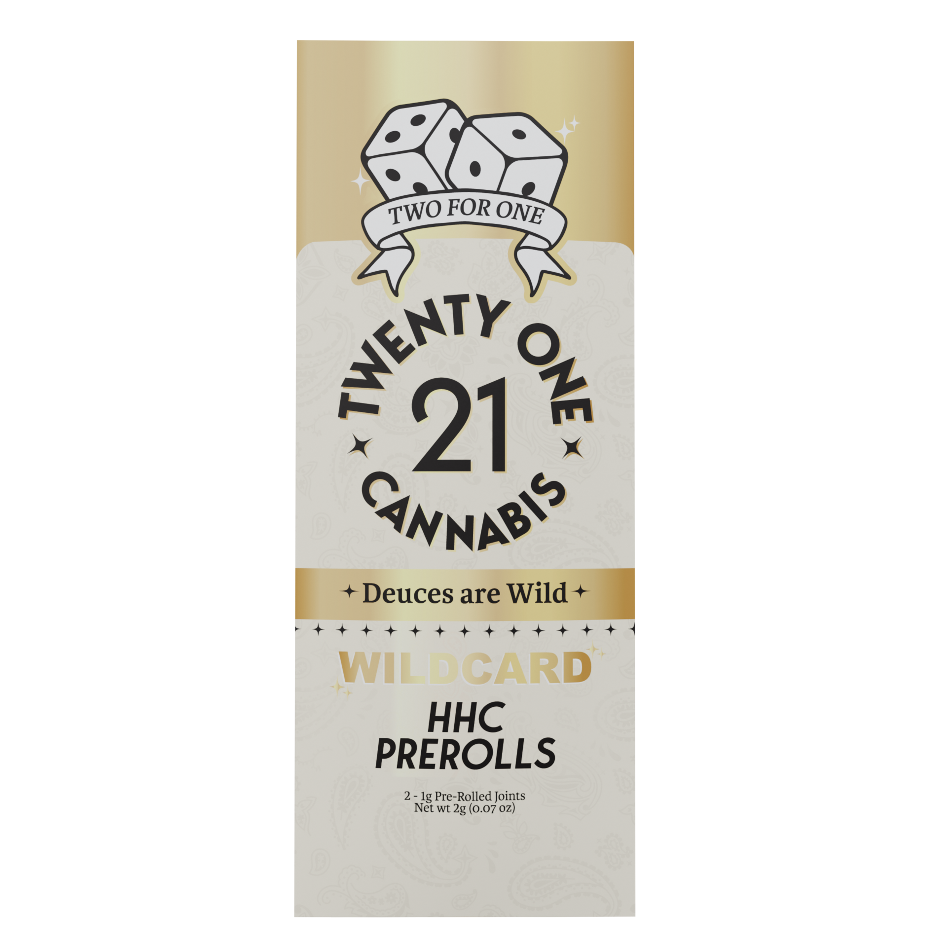 Twenty One Cannabis - Wildcard Strain 2ct. 1g HHC Prerolls (15ct. Case)