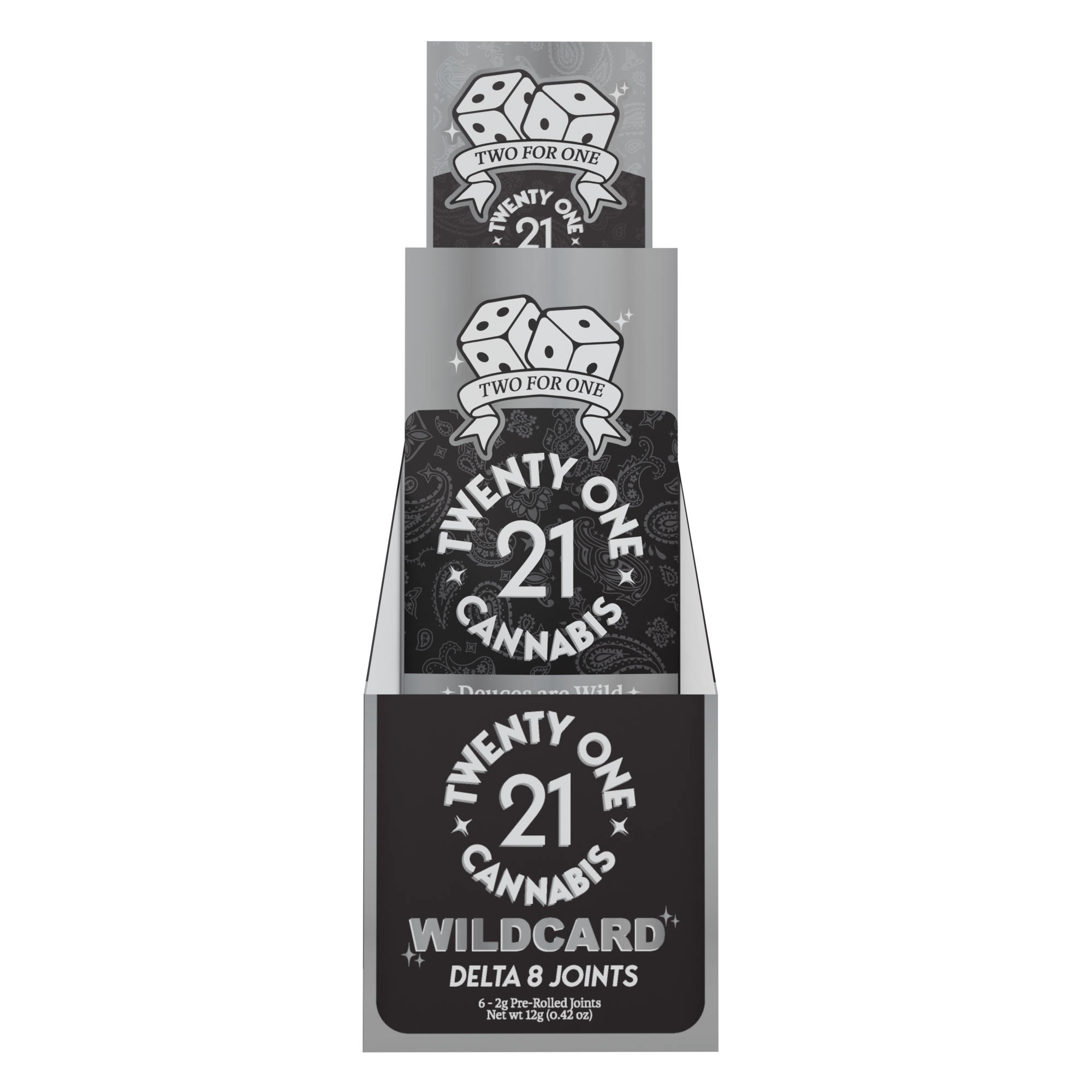 Twenty One Cannabis - Wildcard Strain 2ct. 1g D8 Prerolls (15ct. Case)