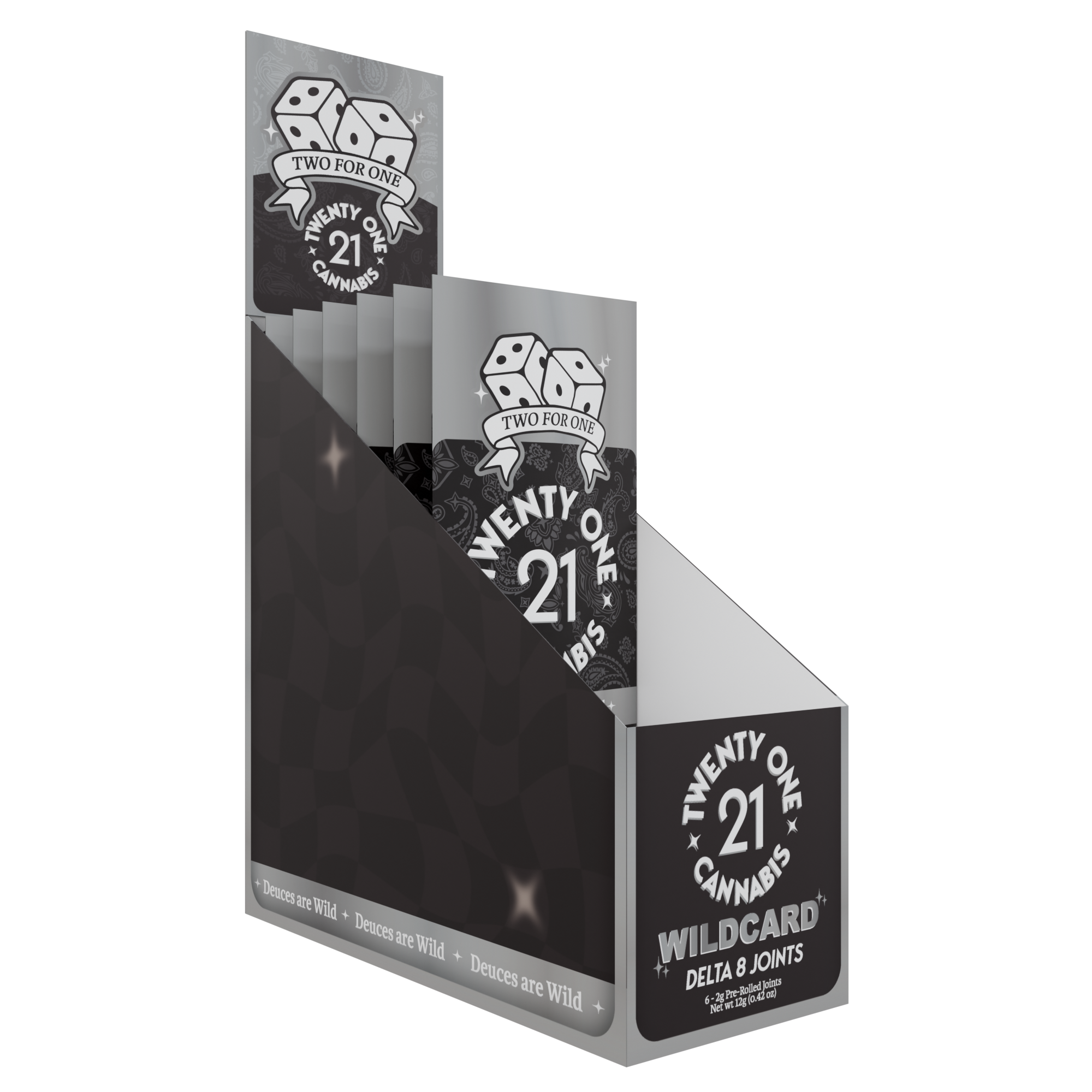 Twenty One Cannabis - Wildcard Strain 2ct. 1g D8 Prerolls (15ct. Case)