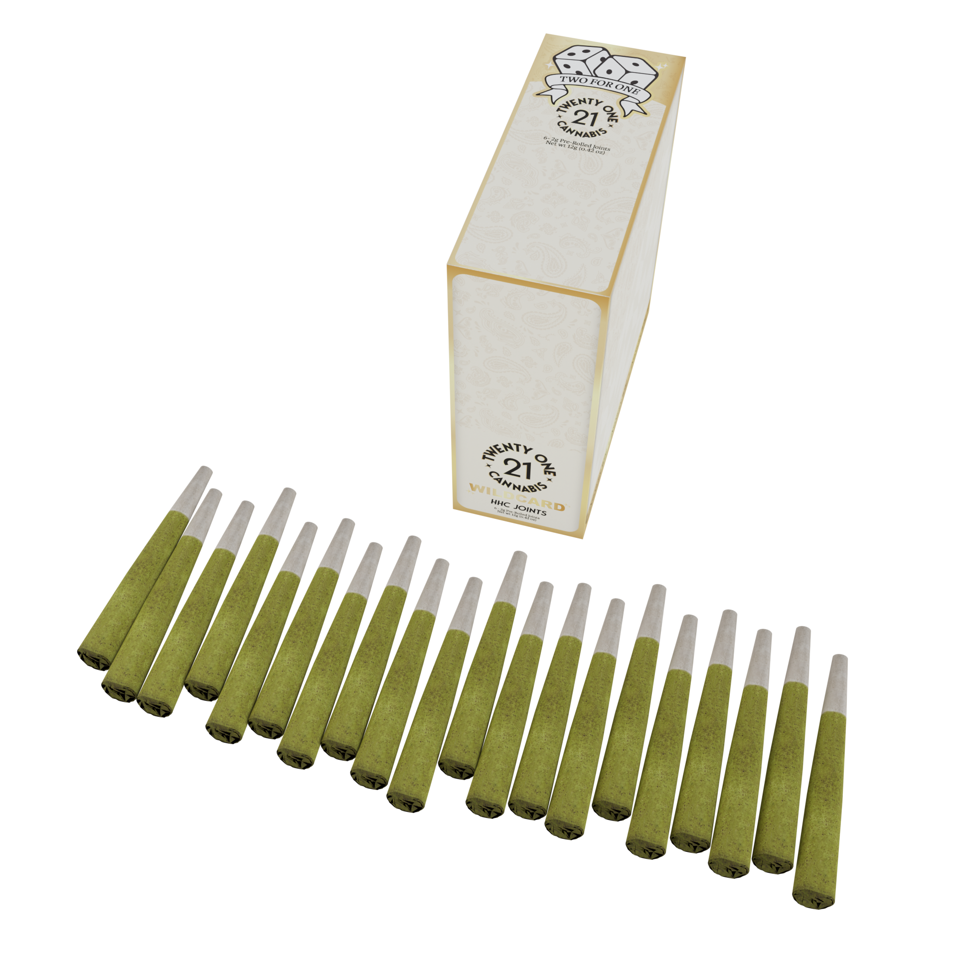 Twenty One Cannabis - Wildcard Strain 2ct. 1g HHC Prerolls (15ct. Case)