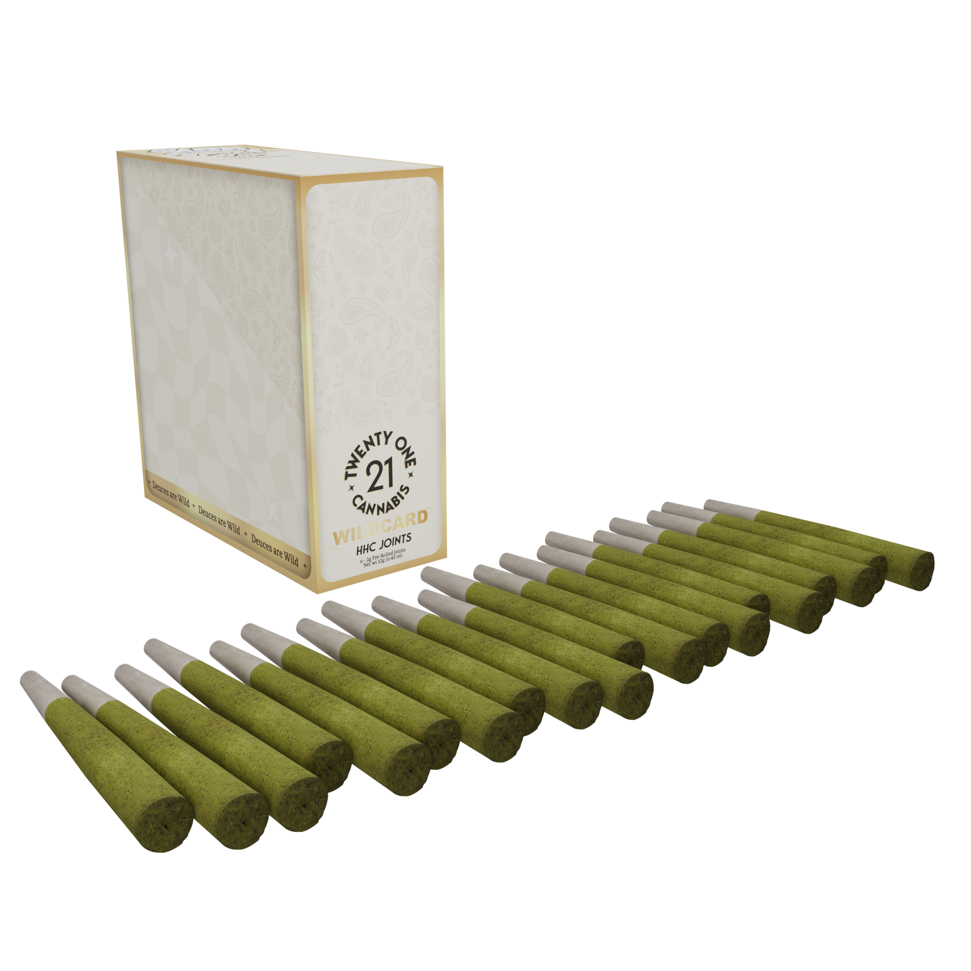 Twenty One Cannabis - Wildcard Strain 2ct. 1g HHC Prerolls (15ct. Case)
