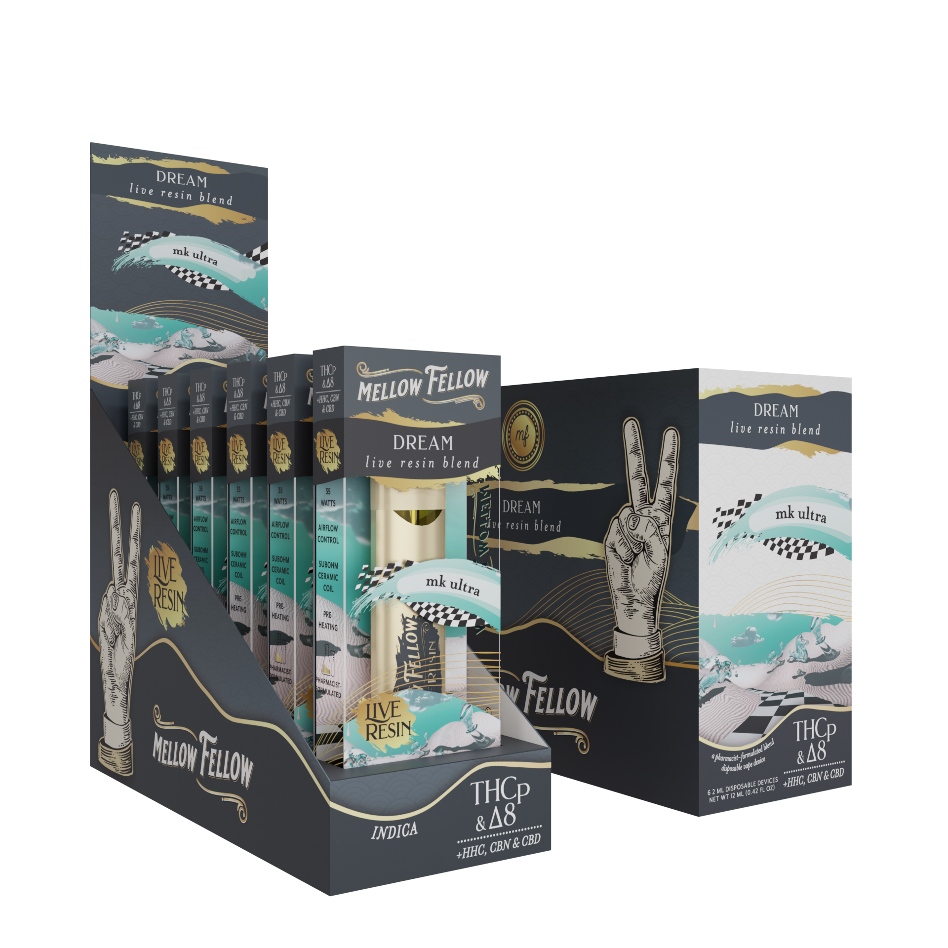 Live Resin Dream Blend 2ML Disposable Vape MK Ultra 6ct.