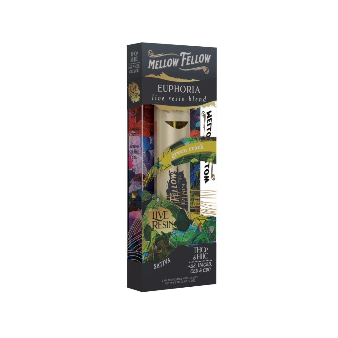 Live Resin Euphoria Blend 2ML Disposable Vape Green Crack 6ct.