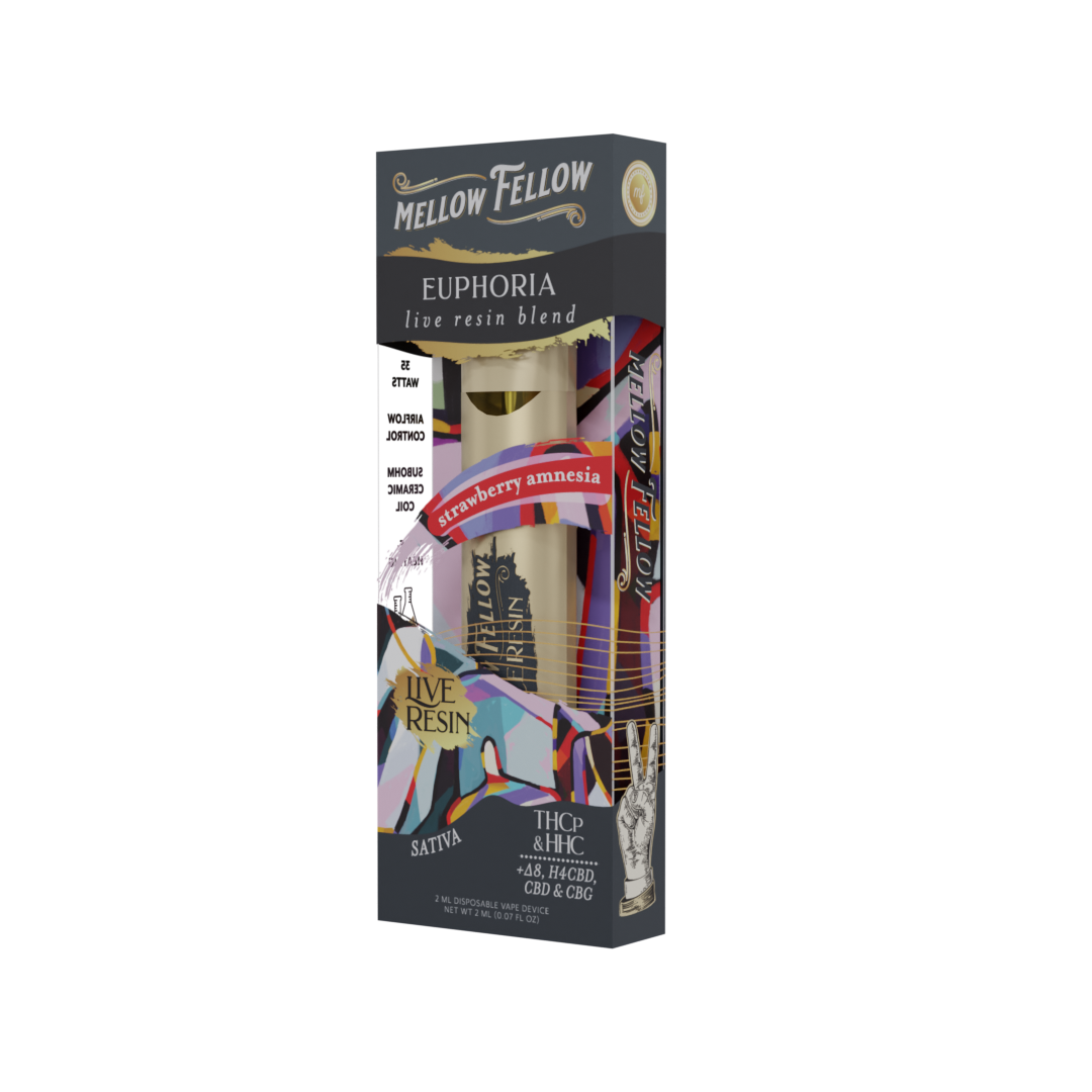 Live Resin Euphoria Blend 2ML Disposable Vape Strawberry Amnesia 6ct.