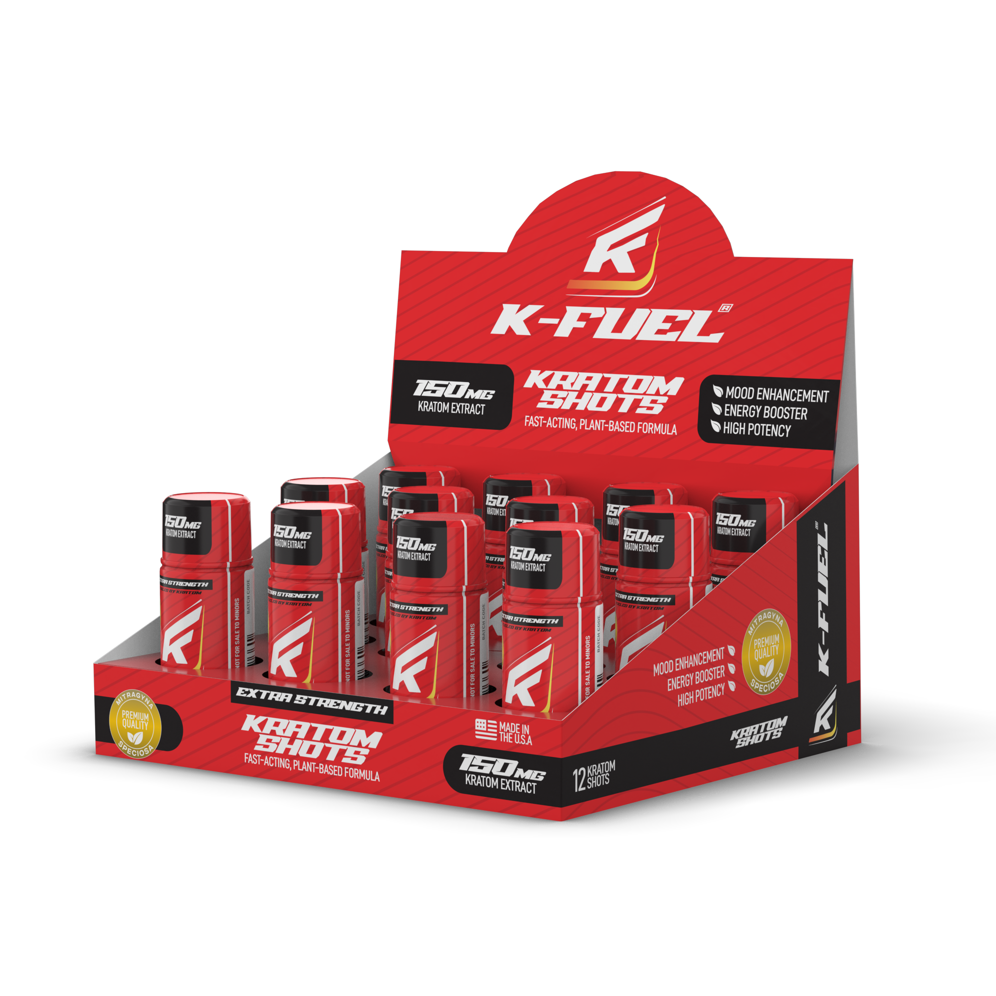 K-Fuel Shots - 150mg Kratom Extract 15ml - 12ct. Box