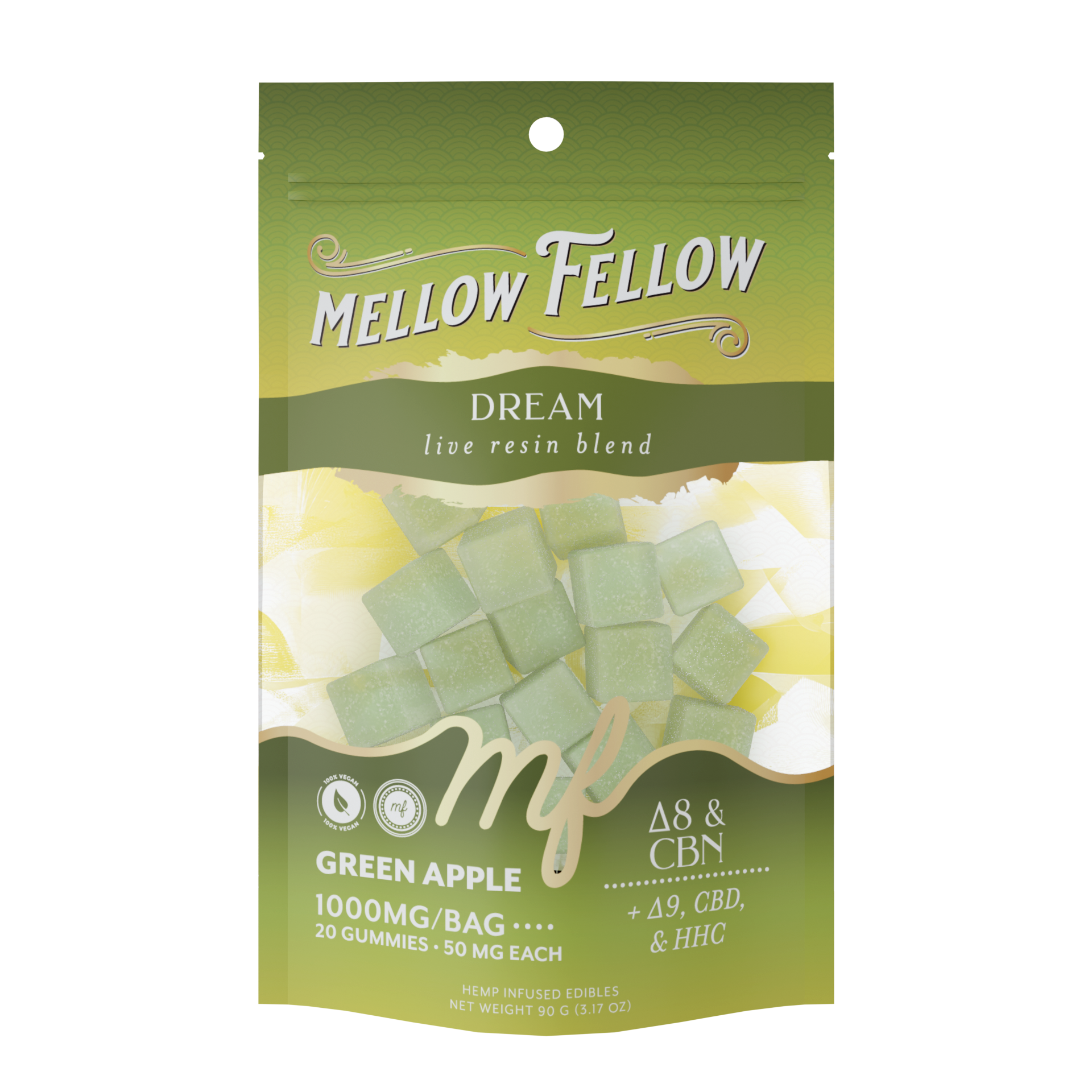 Mellow Fellow - 20ct. 1000mg Live Resin M-Fusion Dream Blend Gummies (6ct. Box)