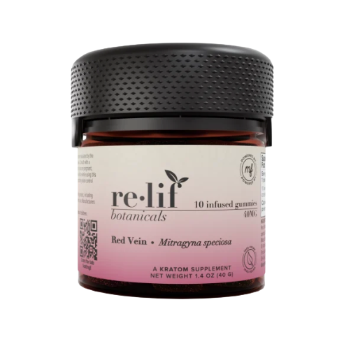 Relif Botanicals - Kratom Gummies (10pc. - 400mg) Red Vein - 6ct. Box