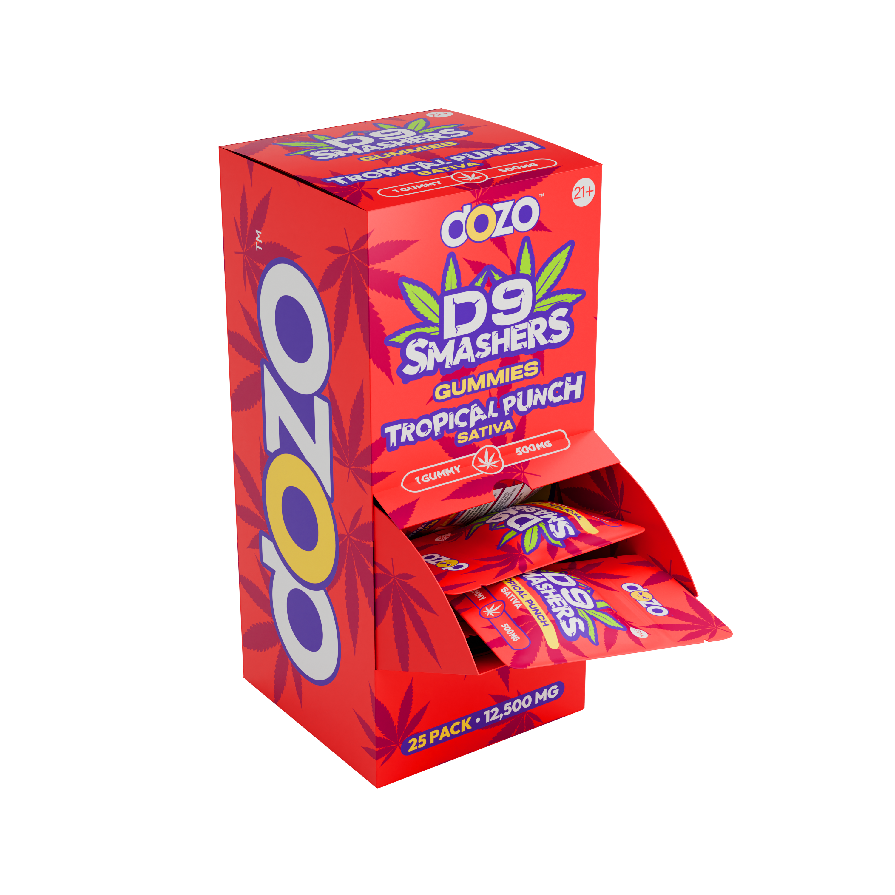 Dozo - 25ct. 500mg Single Pack Gummy D9 Smashers - 12,500mg Box