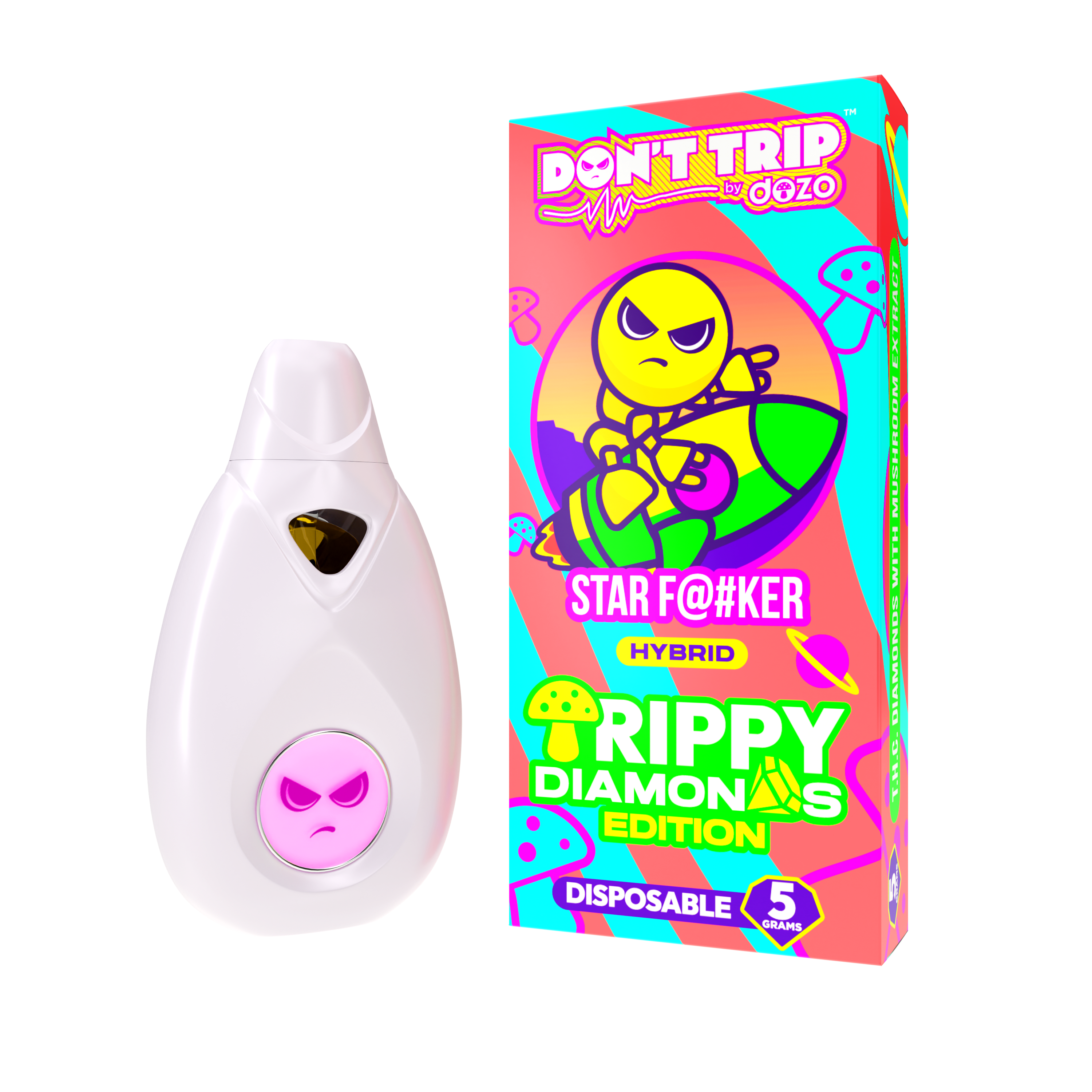 Don't Trip 5g Trippy Diamonds Disposables - THCA Diamond + Amanita Mushroom Extract - 5ct. Box