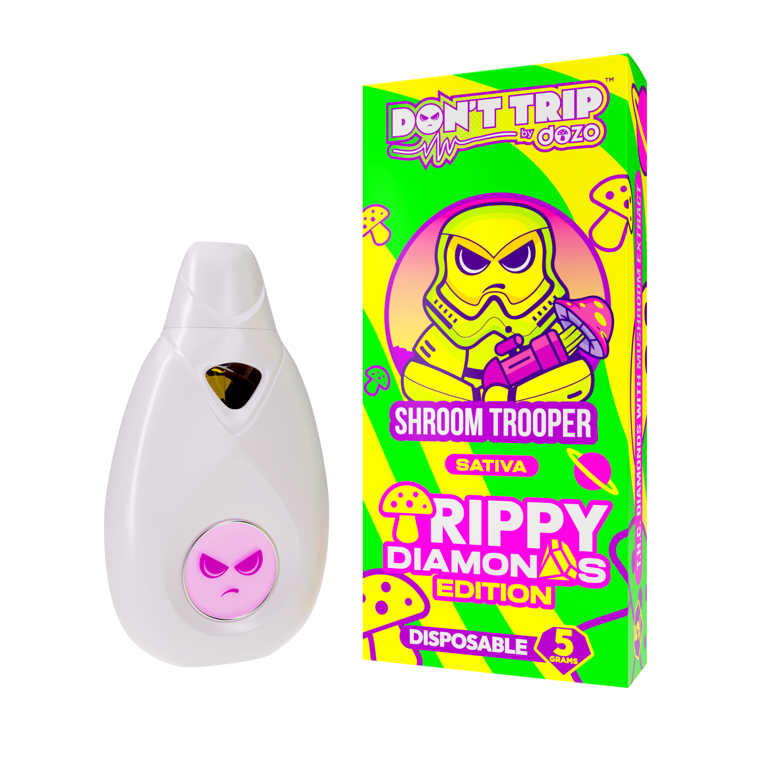 Don't Trip 5g Trippy Diamonds Disposables - THCA Diamond + Amanita Mushroom Extract - 5ct. Box