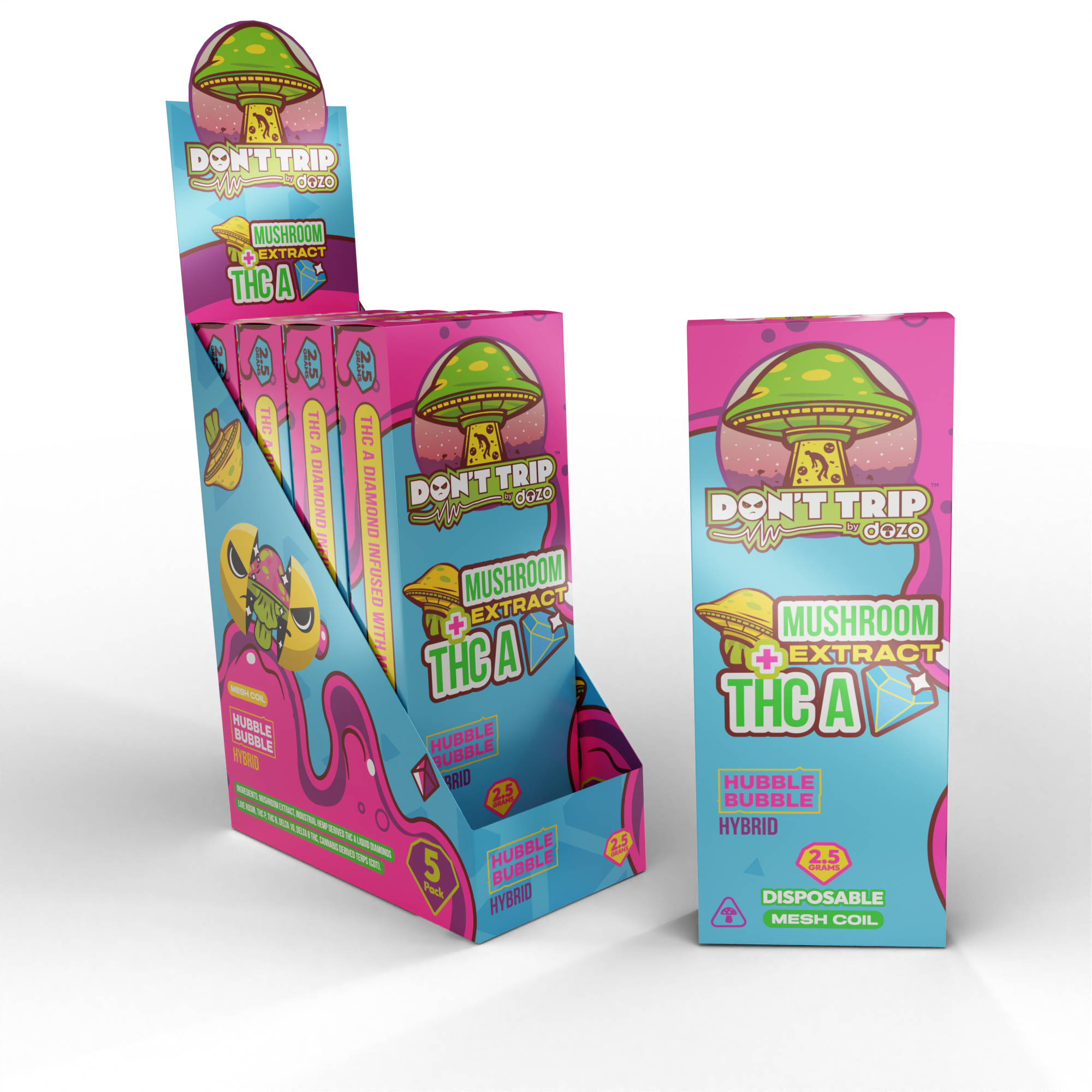 Don't Trip 2.5g THCA Diamond + Amanita Mushroom Extract Disposable - 5ct. Box