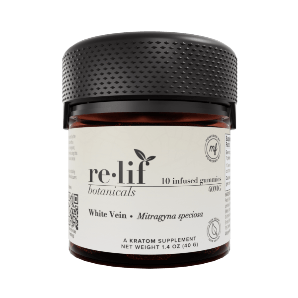 Relif Botanicals - Kratom Gummies (10pc. - 400mg) White Vein - 6ct. Box