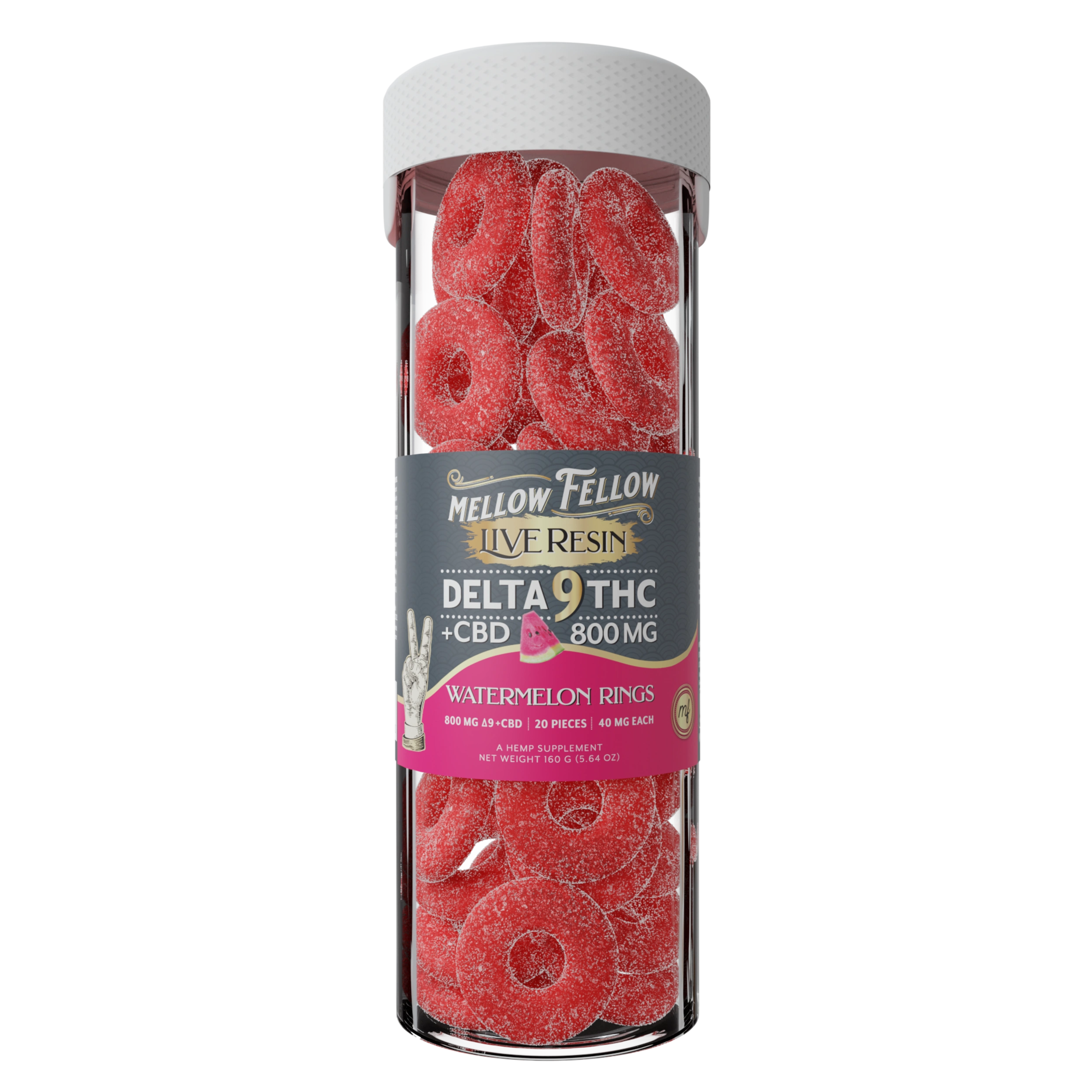 Mellow Fellow - 20ct. 800mg D9 Gummy Ring Jars (6ct Box)