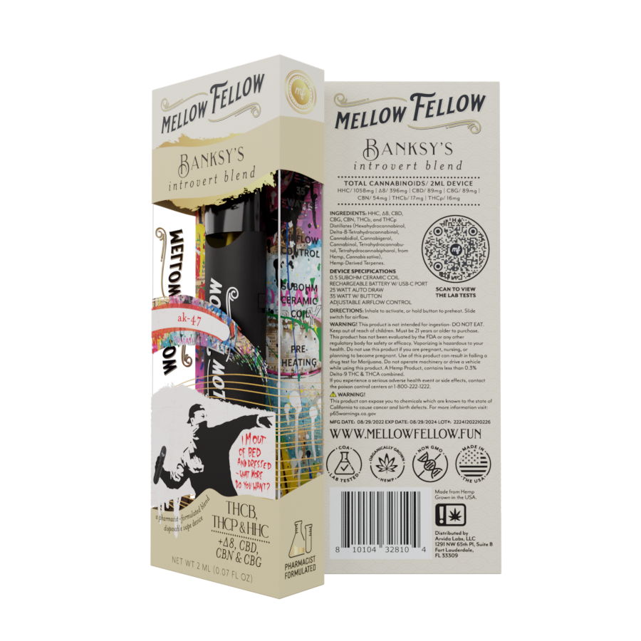 2ml Artist Blends Disposable - Banksy’s Introvert Blend (AK-47) - THCb, THCp, HHC, D8, CBN, CBG