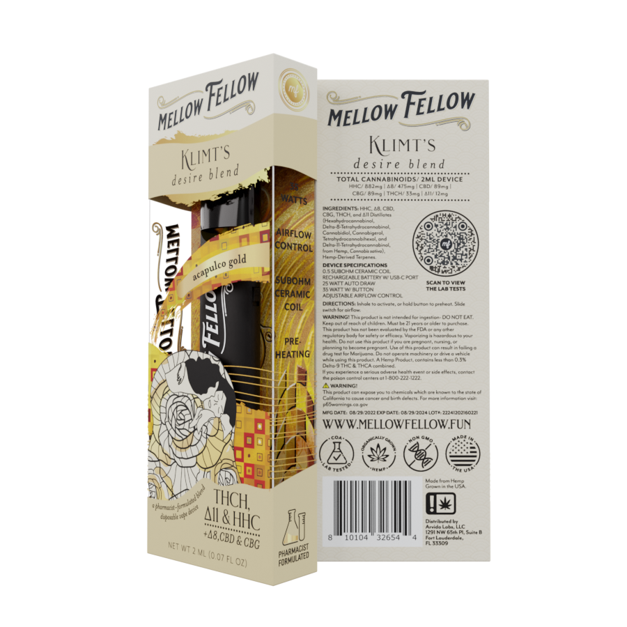 2ml Artist Blends Disposable - Klimt's Desire Blend (Acapulco Gold) - THCh, D11, HHC, D8, CBD, CBG