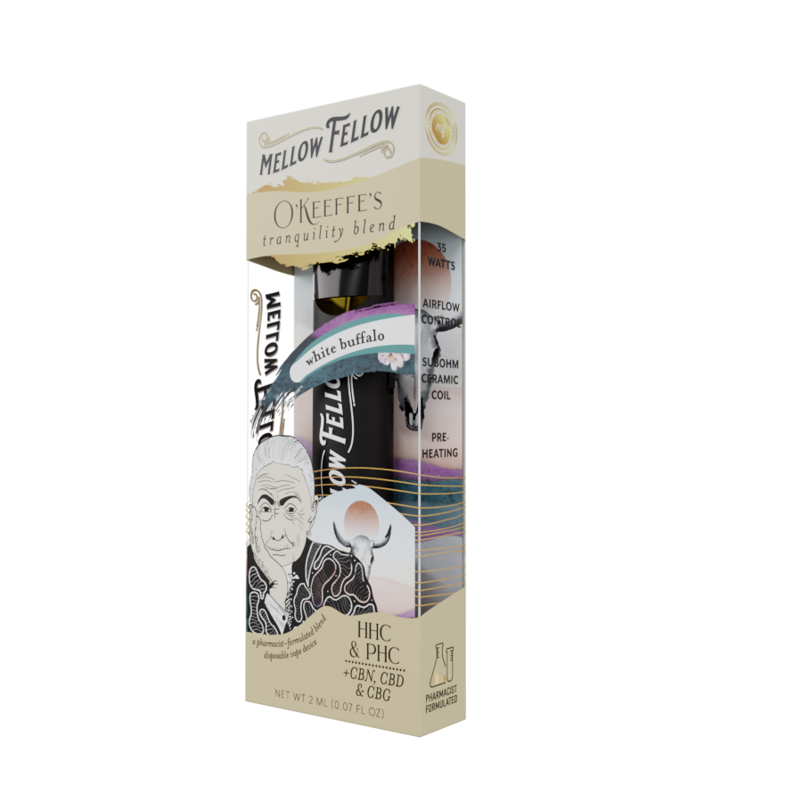 2ml Artist Blends Disposable - O’Keeffe’s Tranquility Blend (White Buffalo) - HHC, PHC, CBN, CBD, CBG