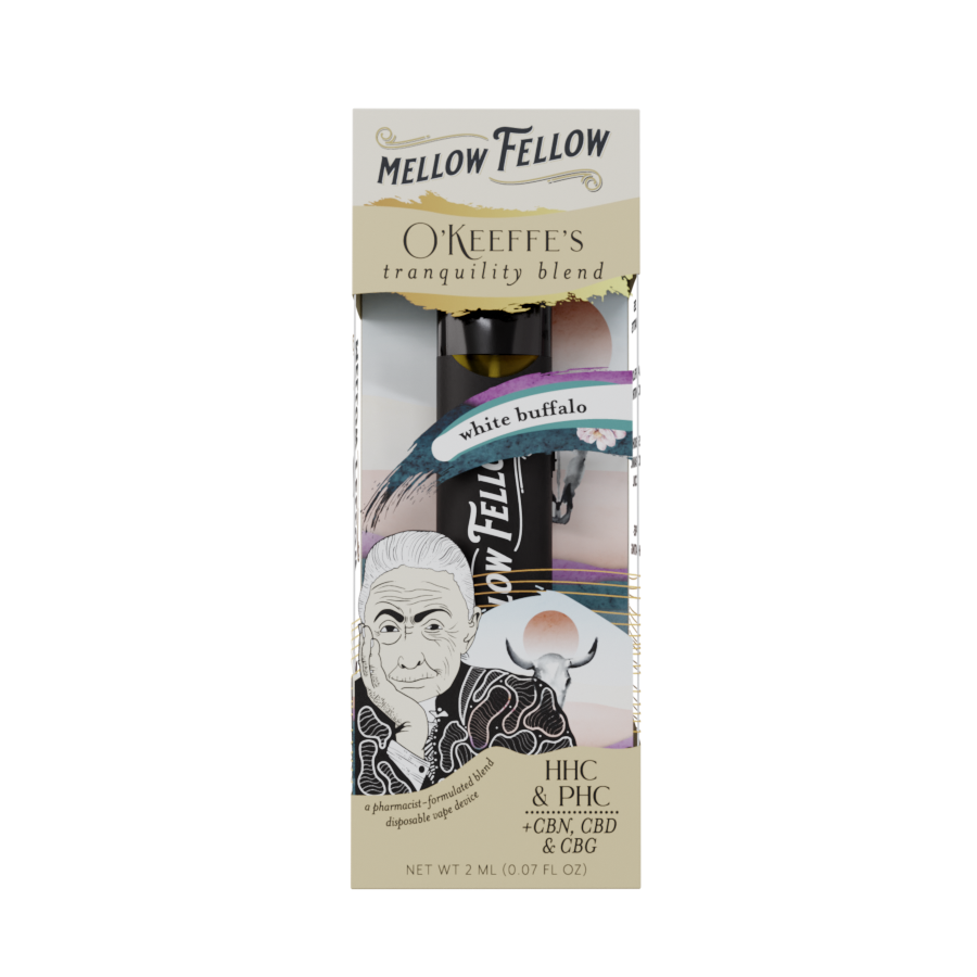2ml Artist Blends Disposable - O’Keeffe’s Tranquility Blend (White Buffalo) - HHC, PHC, CBN, CBD, CBG