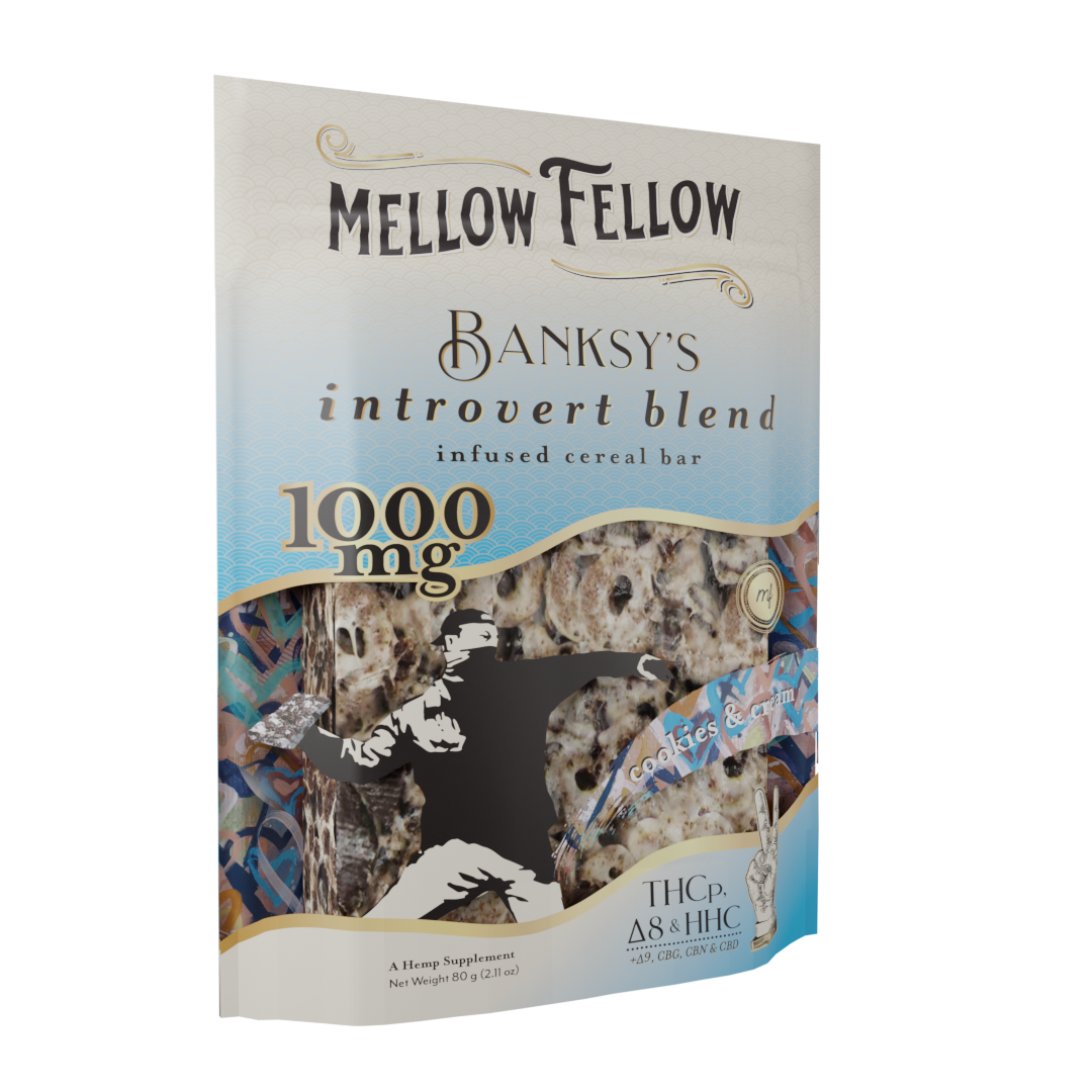 Artist Blends Infused Cereal Bar (Cookies N' Cream) - Banksy's Introvert Blend - THCp , HHC, Delta 8, CBD, Delta 9, CBG, CBN - 1000mg