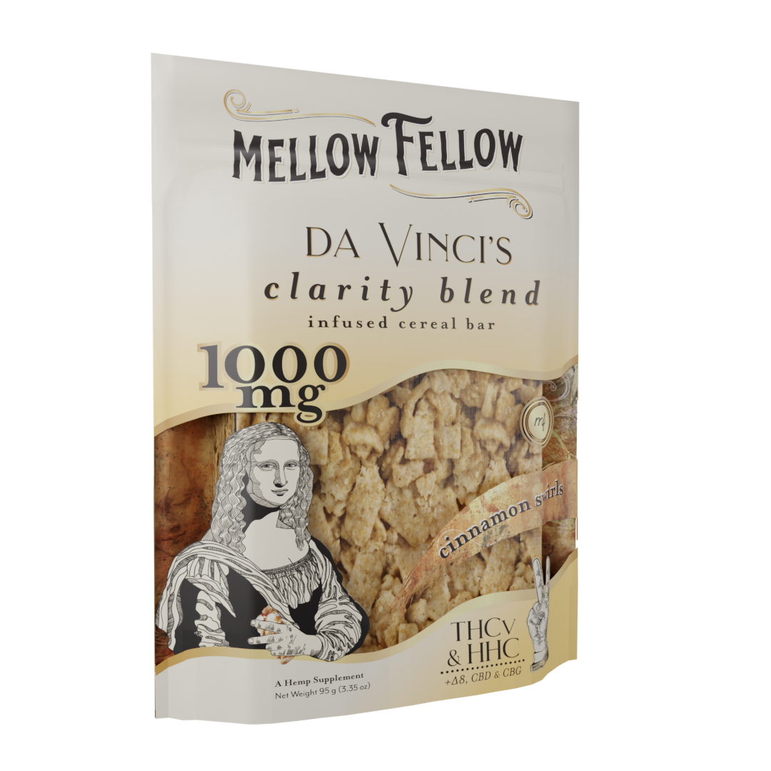Artist Blends Infused Cereal Bar (Cinnamon Swirl) - da Vinci's Clarity Blend - THCv, CBD, CBG, HHC, D8 - 1000mg