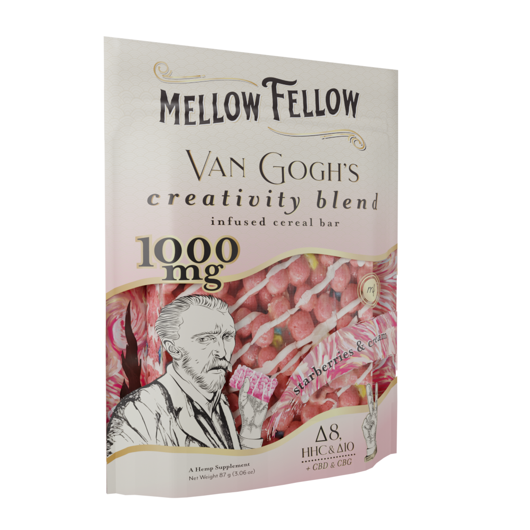 Artist Blends Infused Cereal Bar (Strawberries & Cream) - Van Gogh's Creativity Blend - CBD, CBG, HHC, D8, D10 - 1000mg