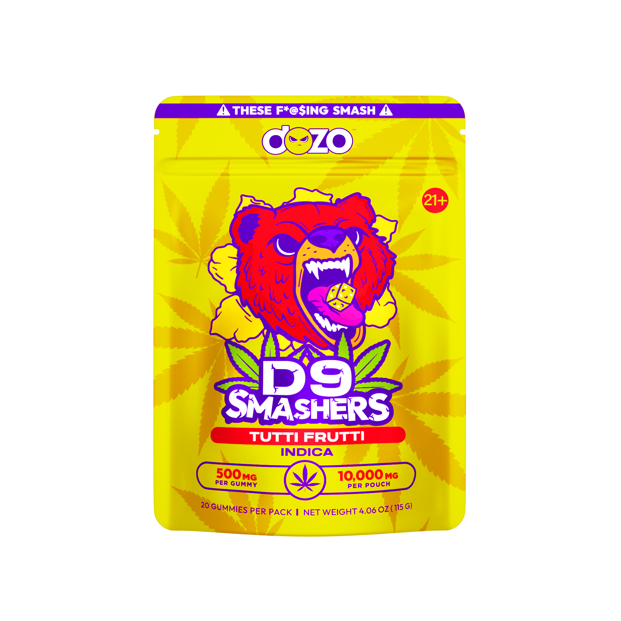Dozo - 20ct. D9 Smashers Gummies - 500mg Cannabinoids/Gummy  (5ct Display)