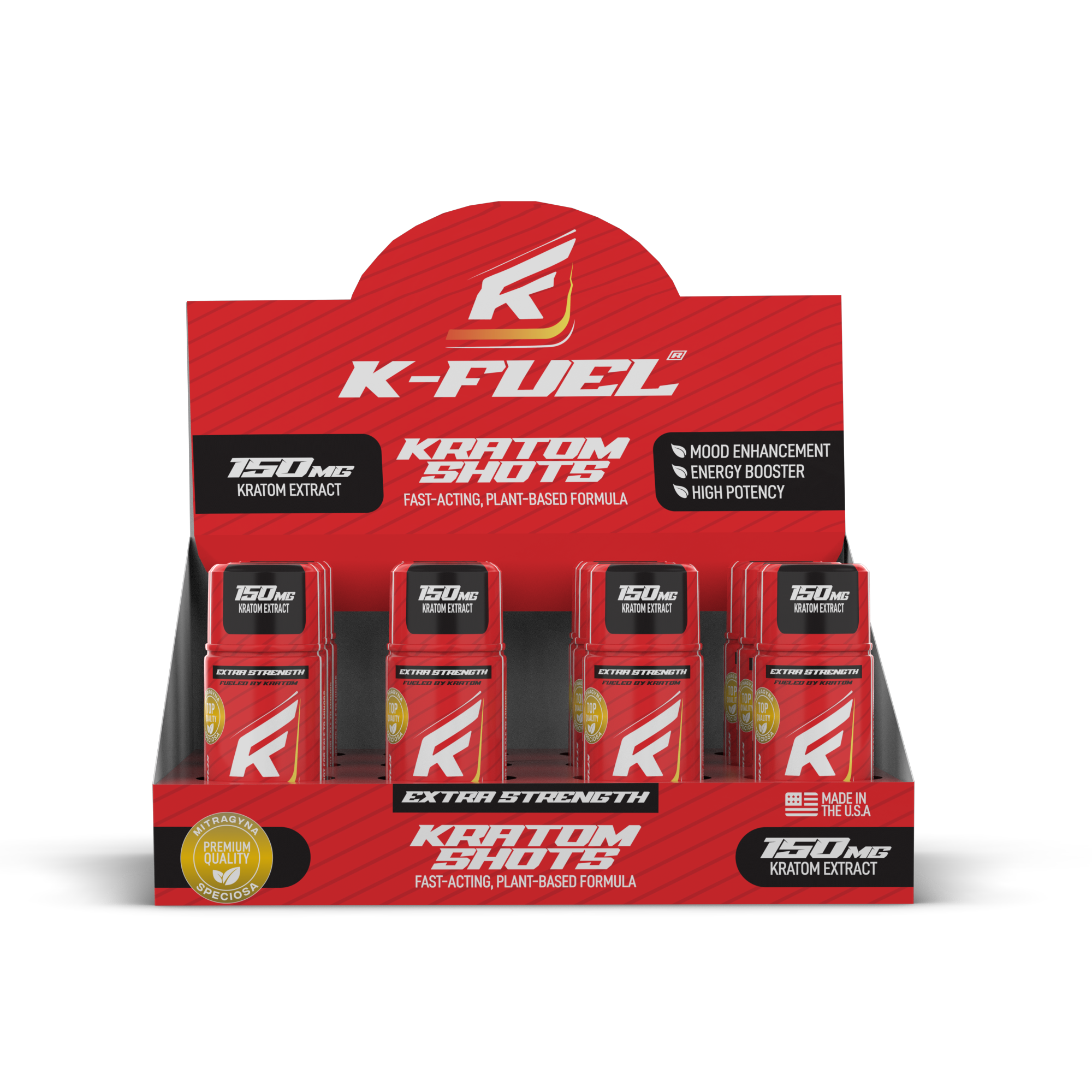 K-Fuel Shots - 150mg Kratom Extract 15ml - 12ct. Box