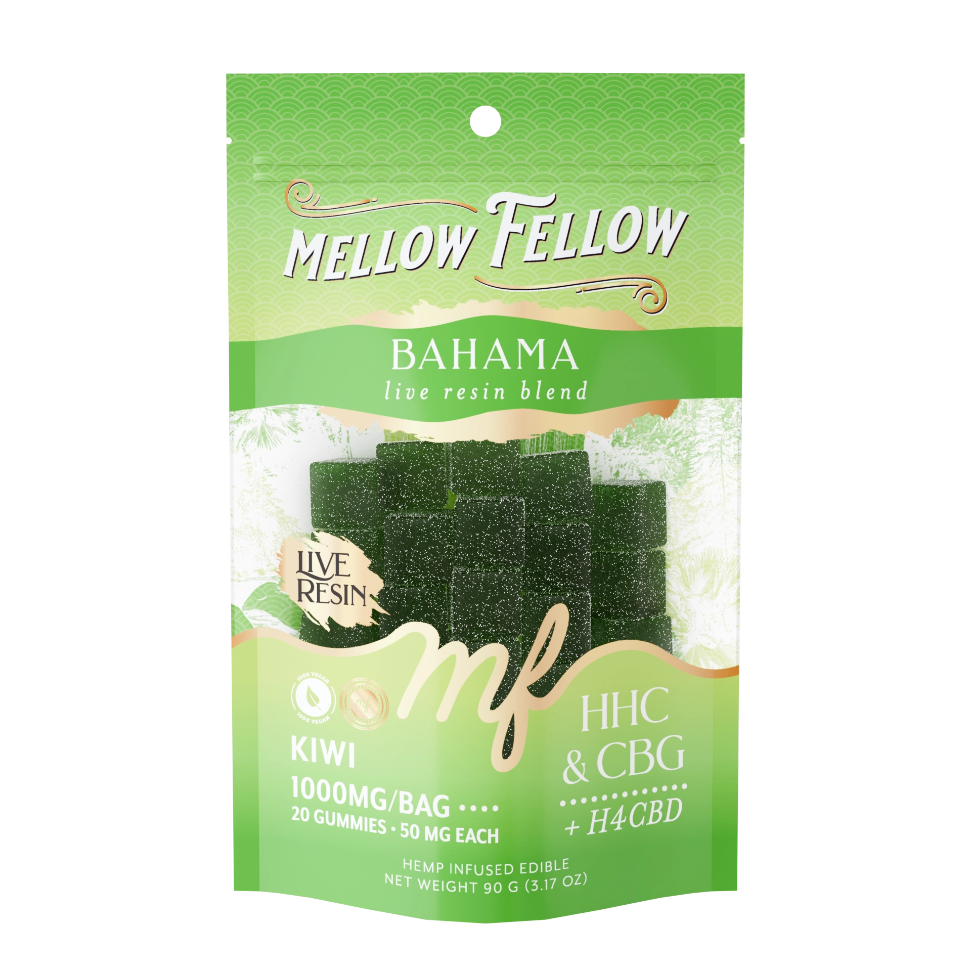 Mellow Fellow - 20ct. 1000mg Live Resin M-Fusion Bahama Blend Gummies (6ct. Box)
