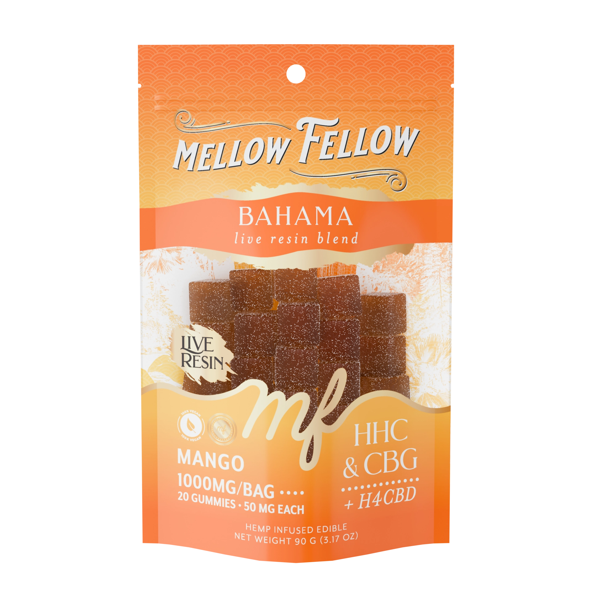 Mellow Fellow - 20ct. 1000mg Live Resin M-Fusion Bahama Blend Gummies (6ct. Box)