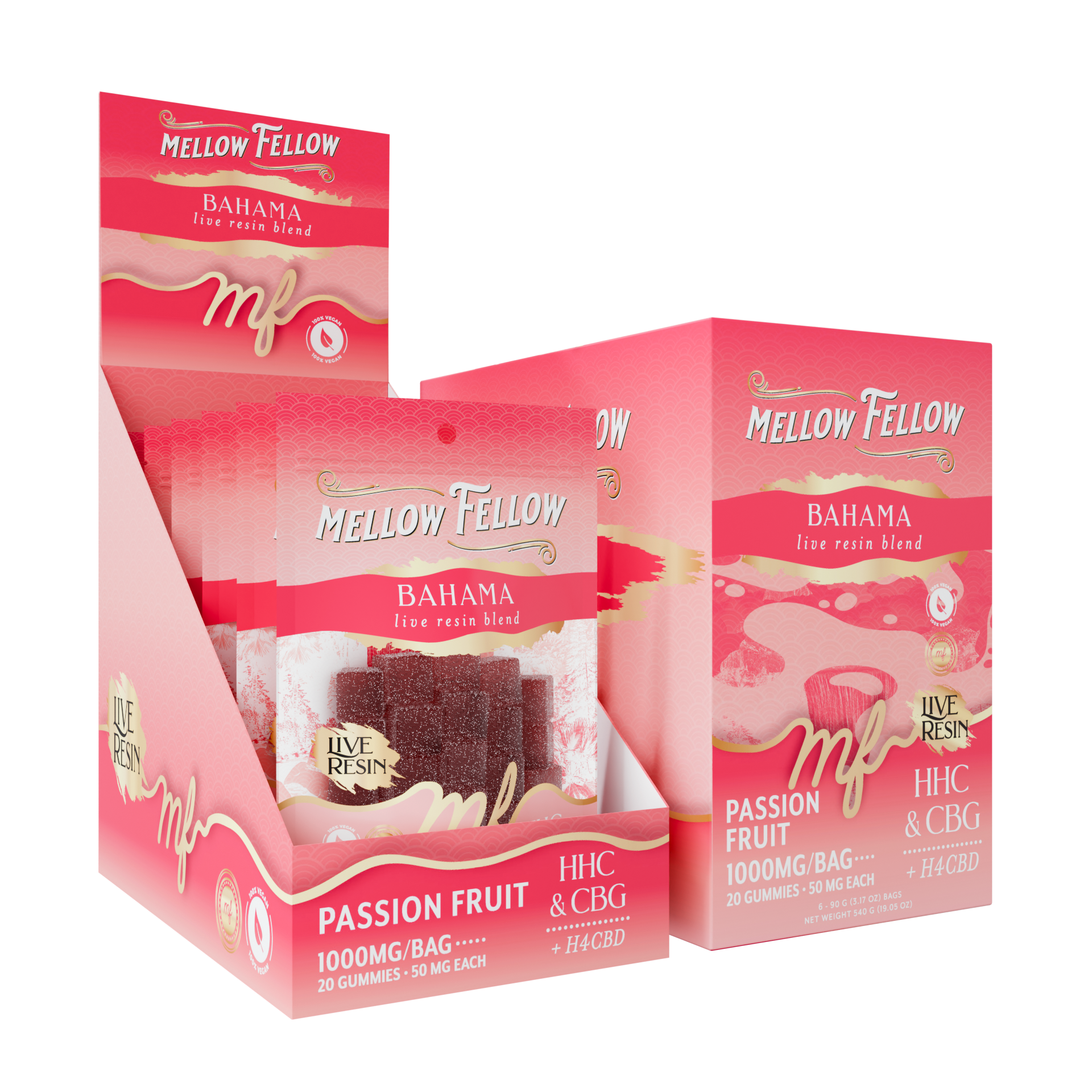 Mellow Fellow - 20ct. 1000mg Live Resin M-Fusion Bahama Blend Gummies (6ct. Box)