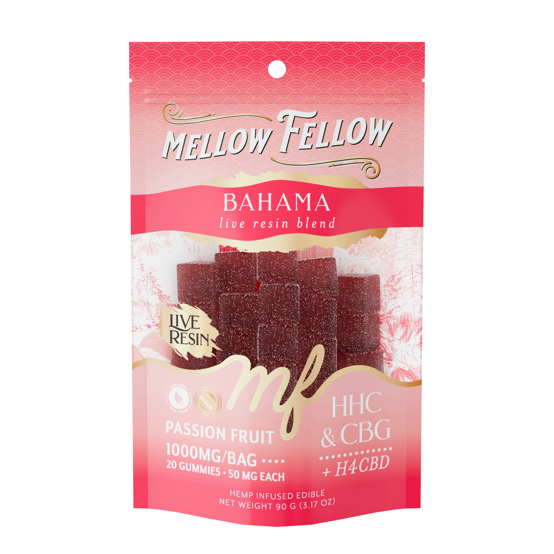 Mellow Fellow - 20ct. 1000mg Live Resin M-Fusion Bahama Blend Gummies (6ct. Box)