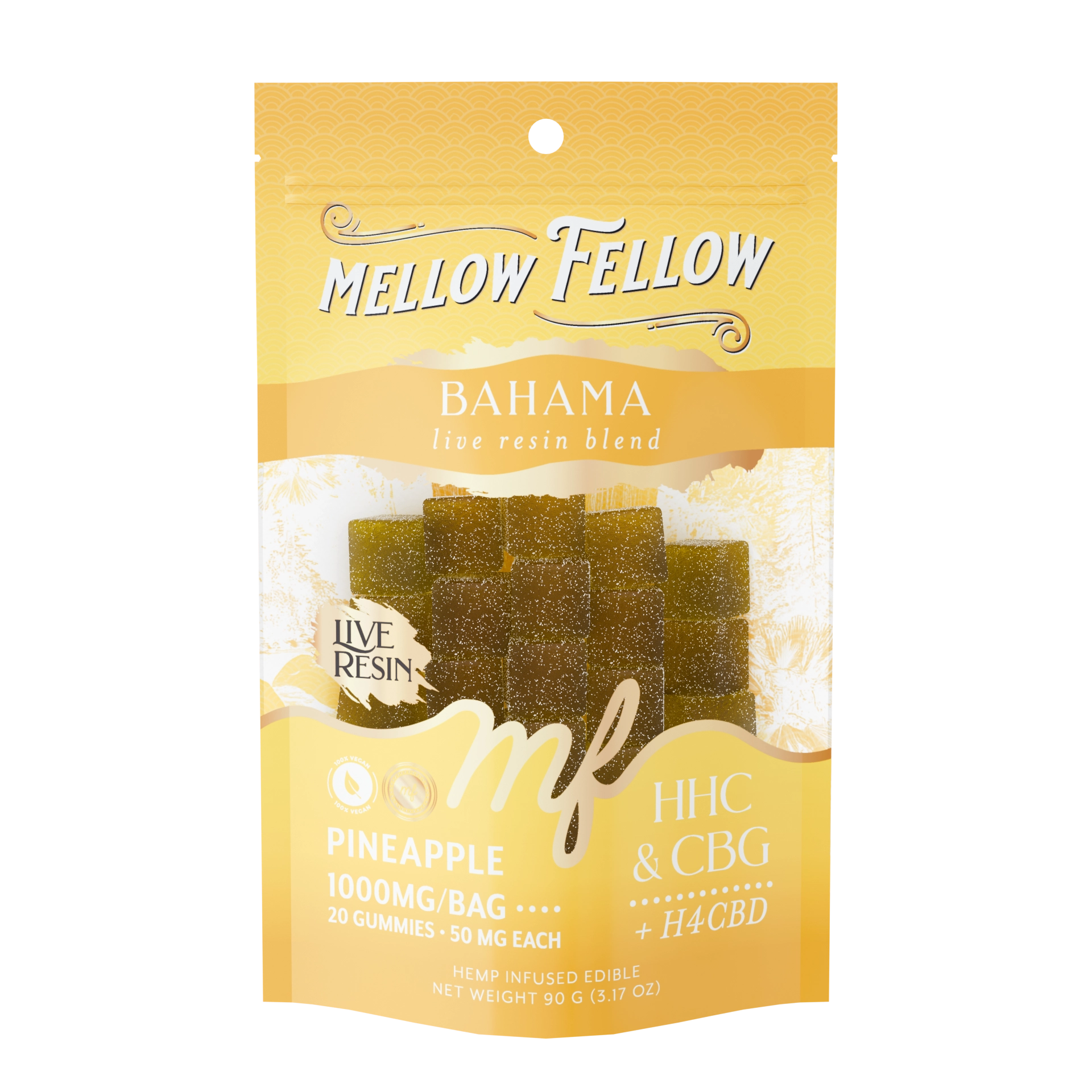 Mellow Fellow - 20ct. 1000mg Live Resin M-Fusion Bahama Blend Gummies (6ct. Box)