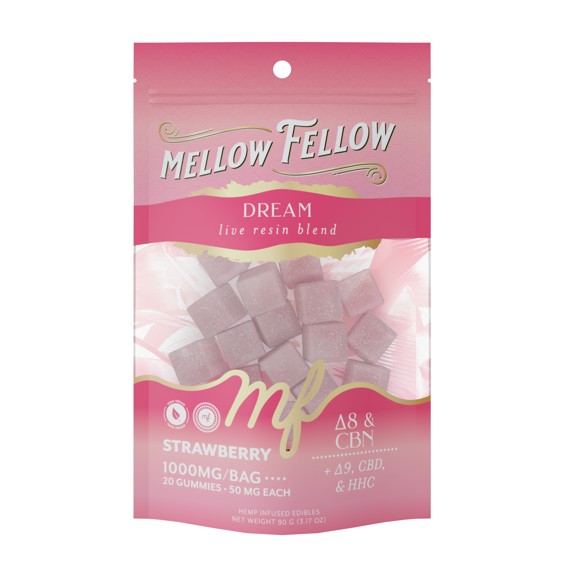 Mellow Fellow - 20ct. 1000mg Live Resin M-Fusion Dream Blend Gummies (6ct. Box)