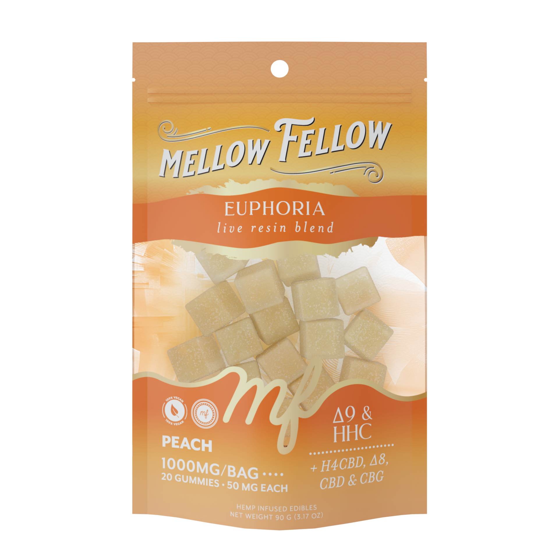 Mellow Fellow - 20ct. 1000mg Live Resin M-Fusion Euphoria Blend Gummies (6ct. Box)
