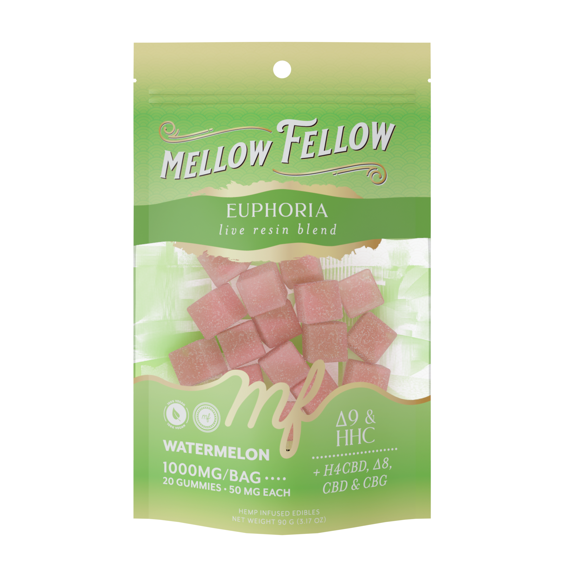 Mellow Fellow - 20ct. 1000mg Live Resin M-Fusion Euphoria Blend Gummies (6ct. Box)