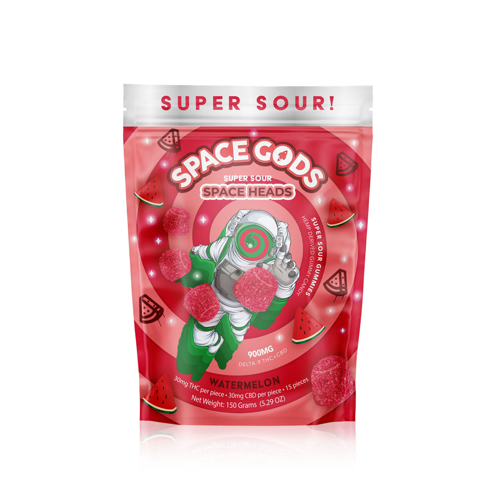Space Gods - 900mg D9 + CBD Super Sour Space Heads Gummies (5ct.)