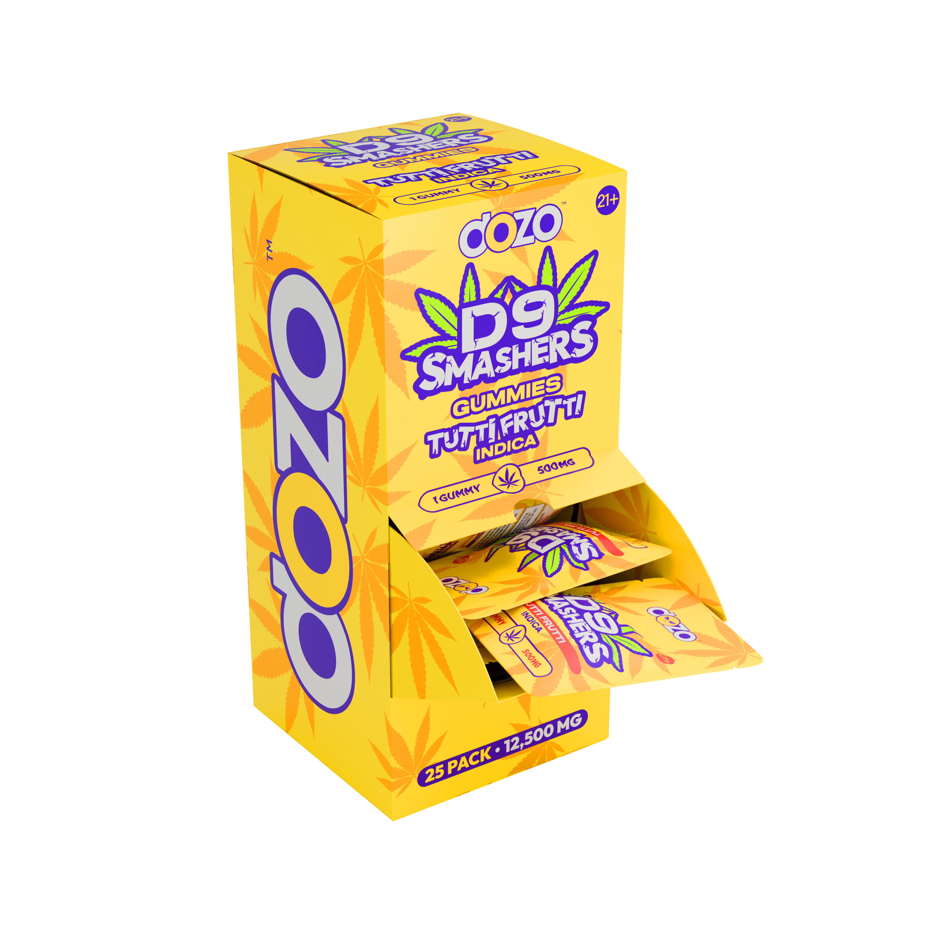 Dozo - 25ct. 500mg Single Pack Gummy D9 Smashers - 12,500mg Box