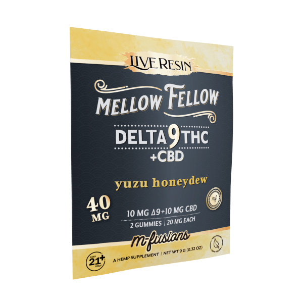 Mellow Fellow - 2pk 40mg D9 THC:CBD Live Resin M-Fusion Gummies (30ct. Display)