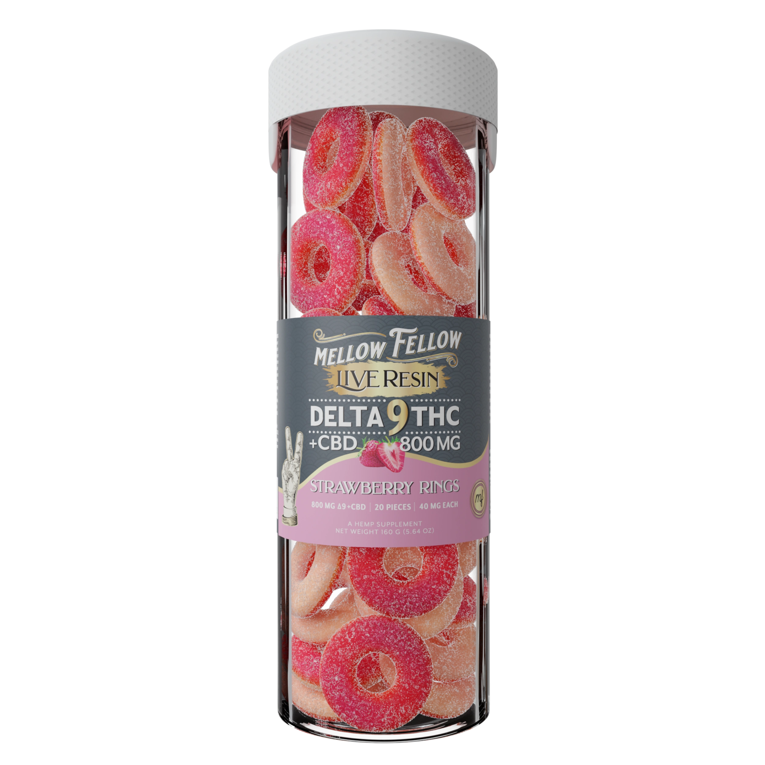 Mellow Fellow - 20ct. 800mg D9 Gummy Ring Jars (6ct Box)