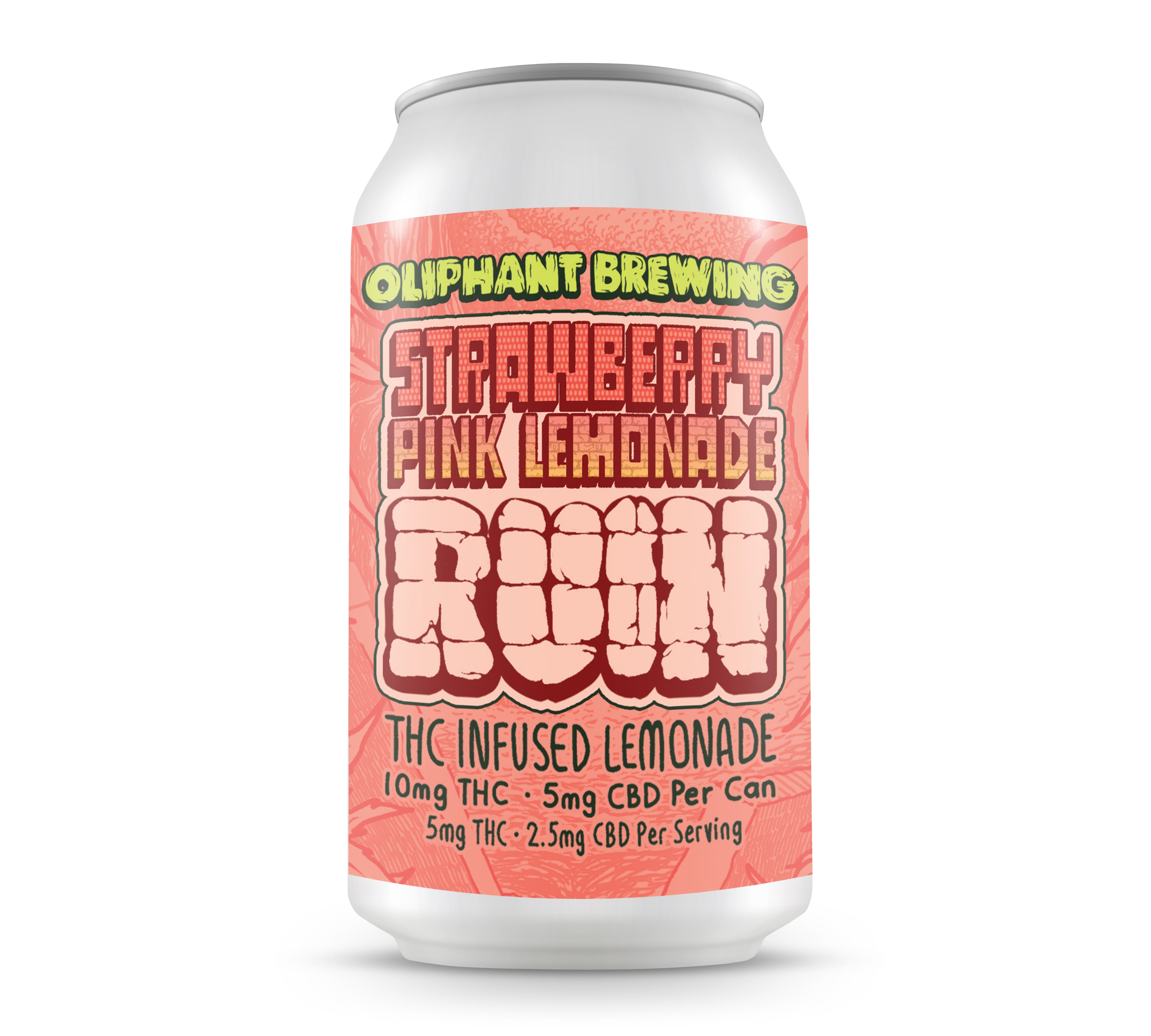 Oliphant Brewing - 12oz 10mg D9 THC - Sparkling Strawberry Pink Lemonade Ruin (24ct Case)