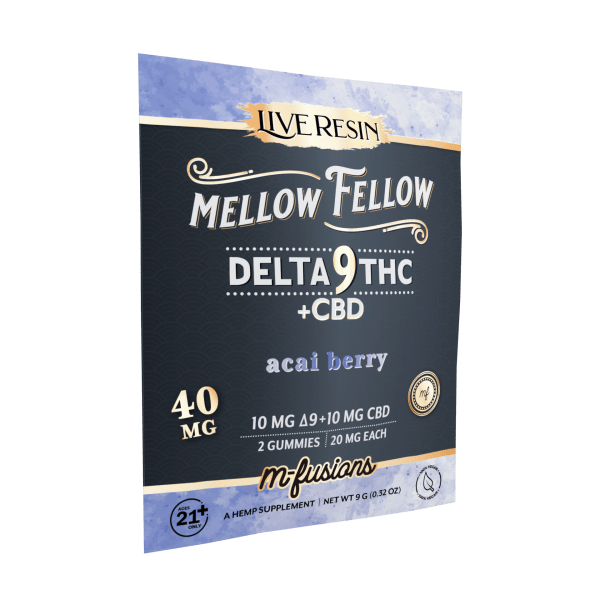 Mellow Fellow - 2pk 40mg D9 THC:CBD Live Resin M-Fusion Gummies (30ct. Display)